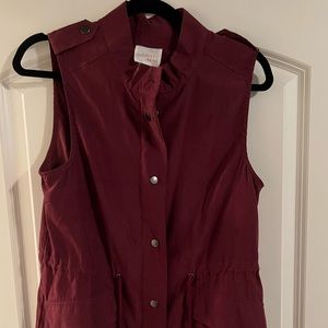 NEVER WORN Berry peach skin vest with drawstring to cinch waist